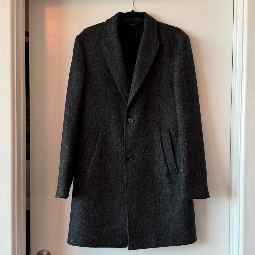 Billy Reid Wool Walking Car Coat (Charcoal, Size Medium)